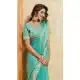 Sky Blue Fendy Lace Border Saree - 218464