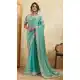 Sky Blue Fendy Lace Border Saree - 218464