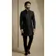 Black Jacquard Work Mens Indo Western - 218570