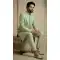 Olive Green Donier Jacquard Sherwani Style Indo Western - 218571