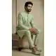 Olive Green Donier Jacquard Sherwani Style Indo Western - 218571