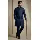 Navy Blue Donier Jacquard Party Wear Indo Western - 218573