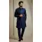 Navy Blue Donier Jacquard Party Wear Indo Western - 218573