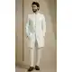 White Designer Jacquard Indo Western Outfit - 218575