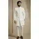 White Designer Jacquard Indo Western Outfit - 218575