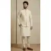 Shop Cream Banarasi Dhupion Plus Size Kurta Pajama Online - 218581