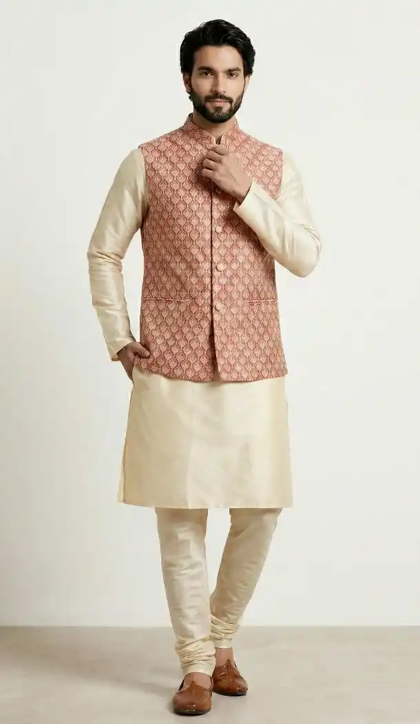 Premium Gold Banarasi Dhupion Kurta Set - 218584