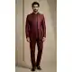 Dark Maroon Donier Jacquard Sherwani - 218603
