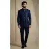 Navy Blue Donier Jacquard Ethnic Sherwani Plus Size - 218604
