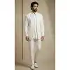 White Donier Jacquard Sherwani for Men Plus Size - 218605