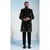 Men Black Velvet Indo Western Plus Size - 218641