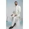 White Armani Satin Indo Western for Men Plus Size - 218644