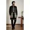 Black Doniyar Shatin Fabric Indo Western Plus Size - 218649