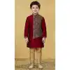 Maroon Dhupion Silk Kids Kurta Set - 218652