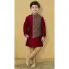 Maroon Dhupion Silk Kids Kurta Set - 218652