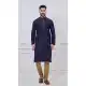 Designer Navy Blue Silk Kurta Pajama - 218668