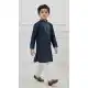 Boys Navy Blue Silk Kurta Set - 218671