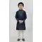 Boys Navy Blue Silk Kurta Set - 218671