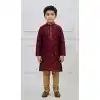 Maroon Silk Traditional Kurta Pajama for Boys - 218678