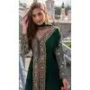 Shop Bottle Green Chinon Plus Size Anarkali Suit - 218769