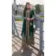 Bottle Green Chinon Anarkali Suit with Embroidery - 218769