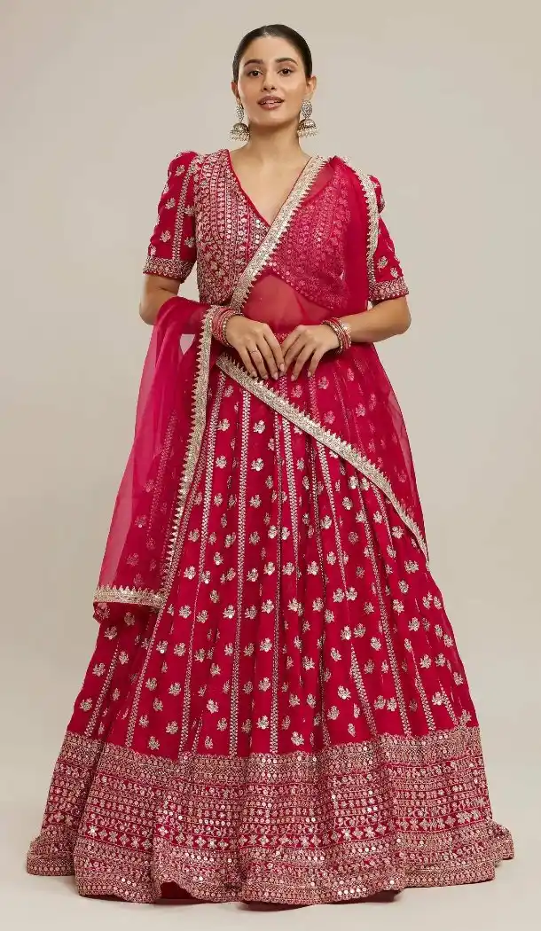 Pink Faux Georgette Sequence Work Lehenga Choli - 218820