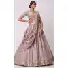 Buy Ash Pink Organza Zari Work Lehenga Choli - 218822
