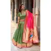 Green Organza Party Wear Lehenga Plus Size - 218835