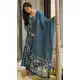Teal Blue Muslin Printed Party Wear Suit - 218887