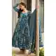 Teal Blue Muslin Printed Party Wear Suit - 218887