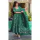 Teal Green Muslin Party Wear Printed Suit - 218891