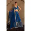 Shop Blue Faux Georgette Embroidery Plus Size Lehenga - 219094