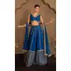 Shop Blue Faux Georgette Embroidery Plus Size Lehenga - 219094