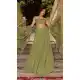 Green Faux Georgette Plain Party Wear Lehenga - 219097