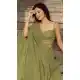 Green Faux Georgette Plain Party Wear Lehenga - 219097