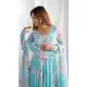 Sky Blue Faux Georgette Floral Print Anarkali Salwar Suit - 219191