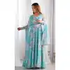 Shop Sky Blue Faux Georgette Printed Plus Size Anarkali - 219191