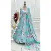 Shop Sky Blue Faux Georgette Printed Plus Size Anarkali - 219191