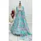 Sky Blue Faux Georgette Floral Print Anarkali Salwar Suit - 219191