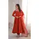 Rust Roman Silk Fancy Mirror Work Anarkali Salwar Suit - 219193