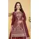 Maroon Natural Crepe Embroidery Party Wear Palazzo - 219199