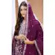 Wine Chinon Multi Thread Embroidery Palazzo Suit - 219202