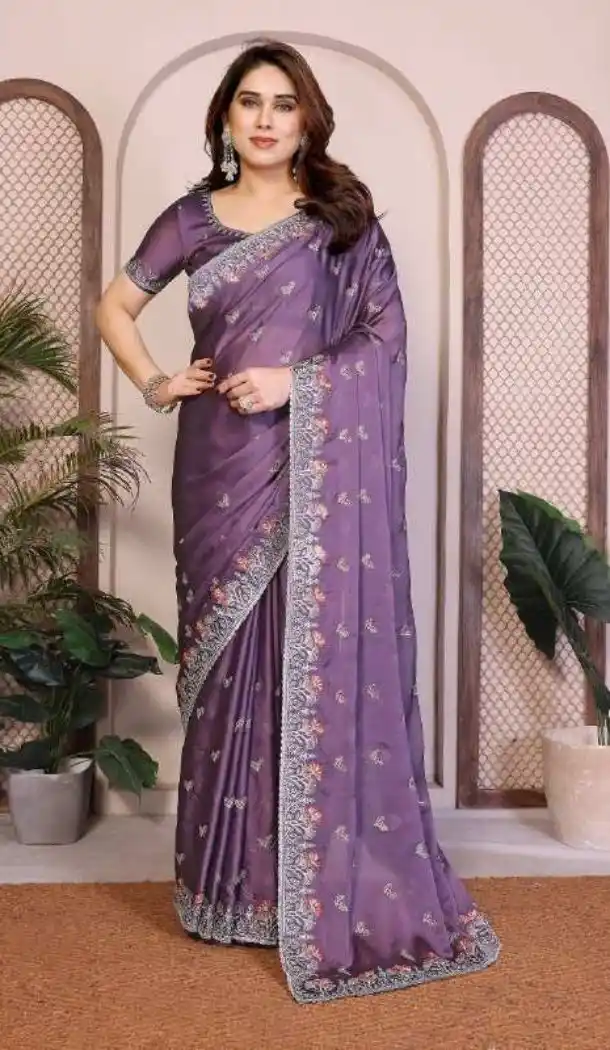 Elegant Light Purple Rangoli Silk Party Wear Saree - 219339