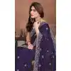 Purple Chiffon Silk Plus Size Embroidery Plus Size Saree - 219342