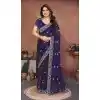 Purple Chiffon Silk Plus Size Embroidery Plus Size Saree - 219342