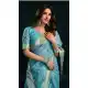 Sky Blue Cotton Party Wear Saree with Zari Border - 219473