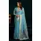Sky Blue Cotton Party Wear Saree with Zari Border - 219473