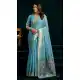 Sky Blue Cotton Party Wear Saree with Zari Border - 219473