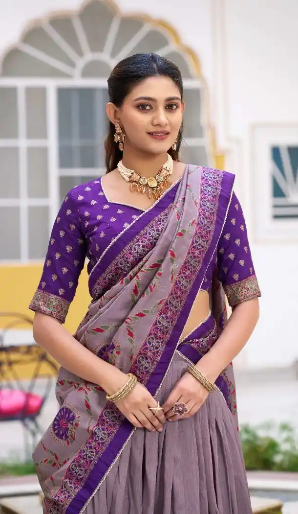 Purple Tasar Silk Party Wear Lehenga Choli - 219493