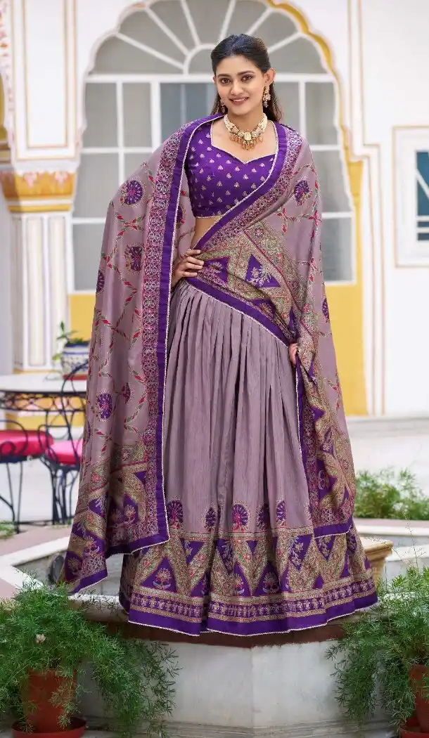 Purple Tasar Silk Party Wear Lehenga Choli - 219493
